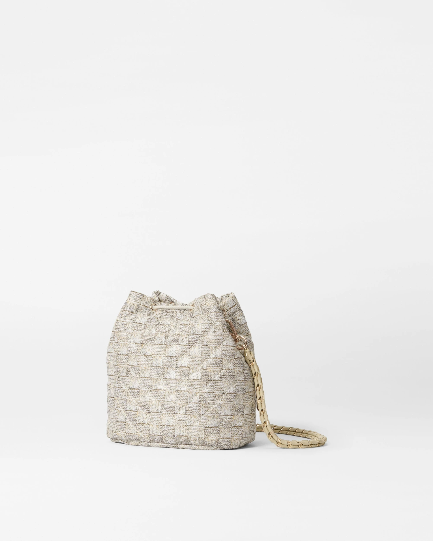 Small Jute Crosby Drawstring Bucket Bag - Image 3