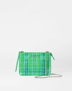 Green Spring Plaid Mini Leather Crossbody