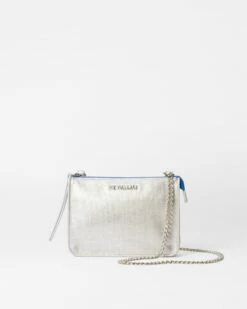 Silver Metallic Mini Leather Crossbody