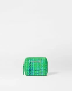 Green Spring Plaid Small Zip Round Wallet