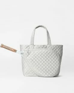 Oyster Metallic/Acid Yellow Tennis Large Metro Tote