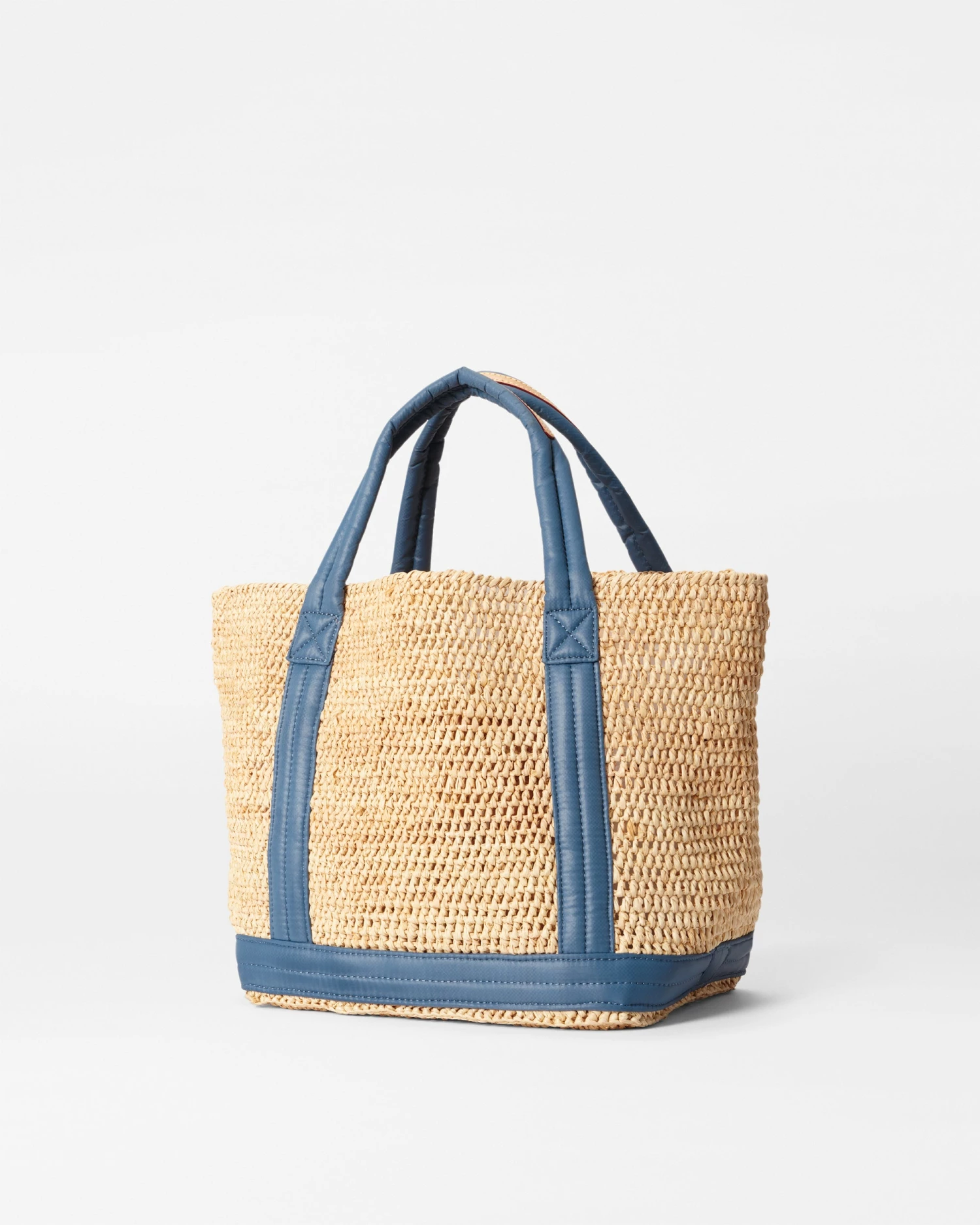 Raffia With Denim Small Raffia Tote - Image 3