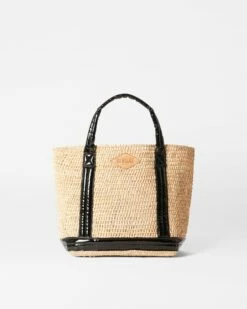 Raffia/Black Lacquer Small Raffia Tote