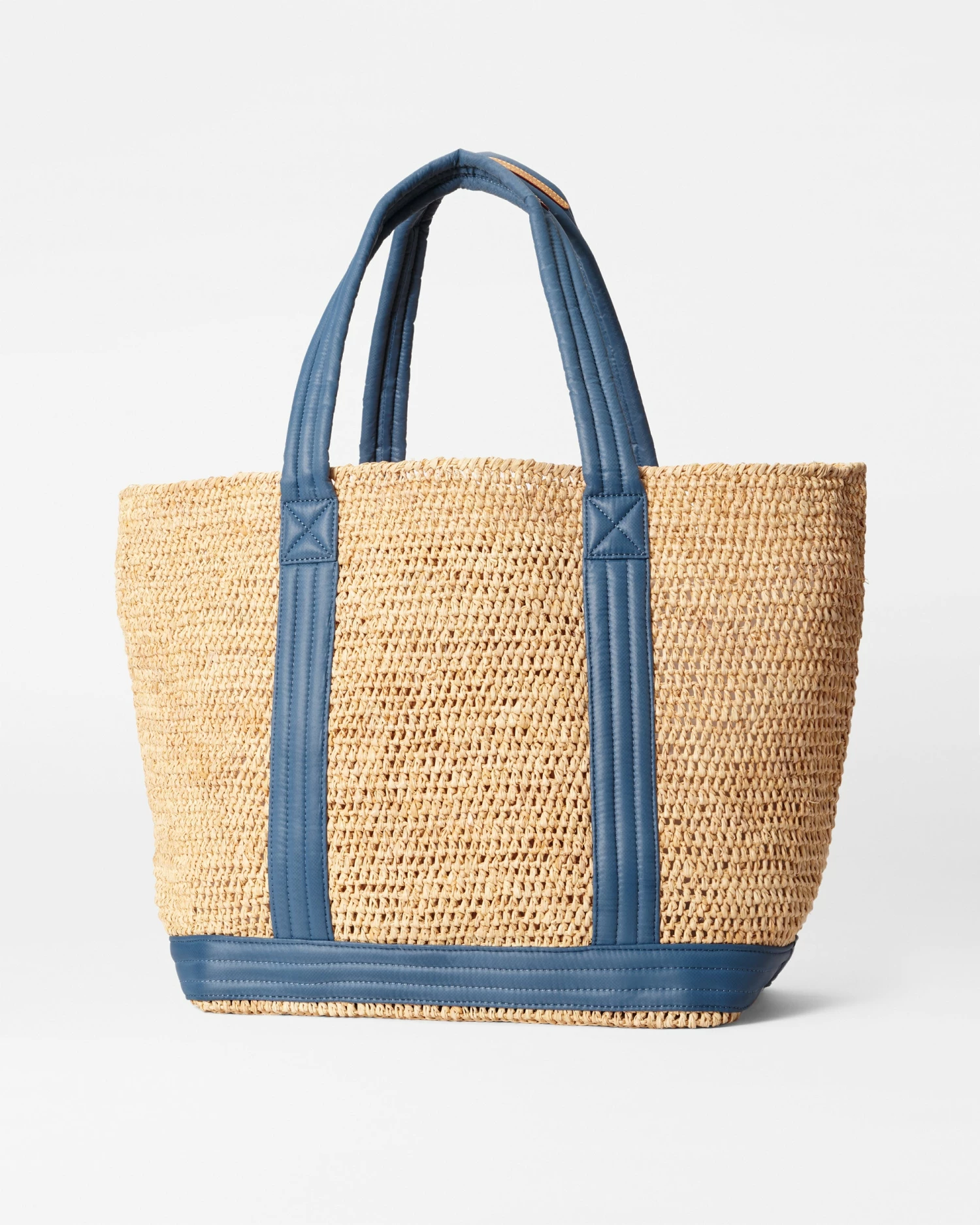 Raffia With Denim Large Raffia Tote - Image 3