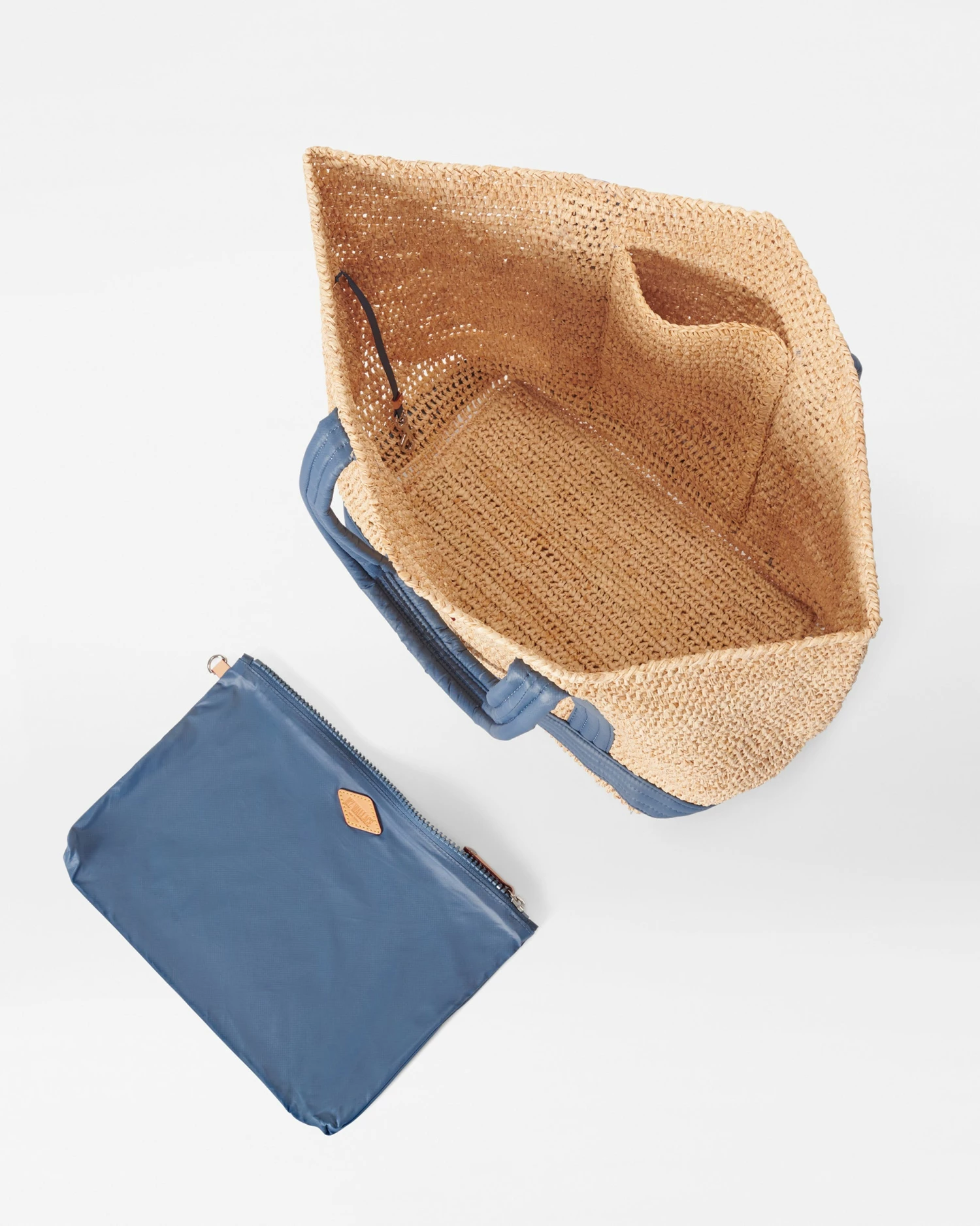 Raffia With Denim Large Raffia Tote - Image 4