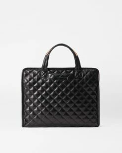 Quilted Black Leather Medium Metro Box Tote