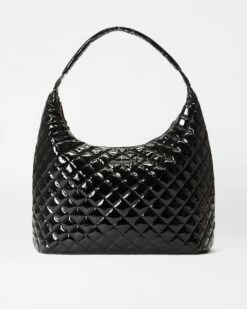 Black Lacquer Large Metro Shoulder Bag