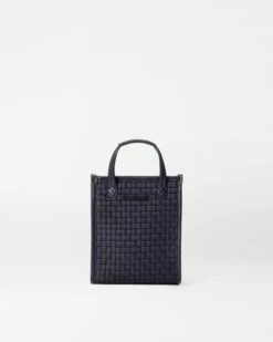 Black Micro Woven Box Tote