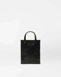Black Lacquer Micro Woven Box Tote